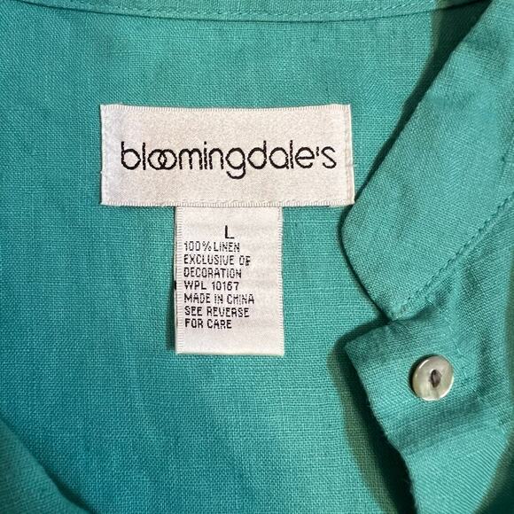 Vintage Bloomingdale’s Linen Shell and Shirt Set Turquoise Size Medium and Large - Picture 13 of 15